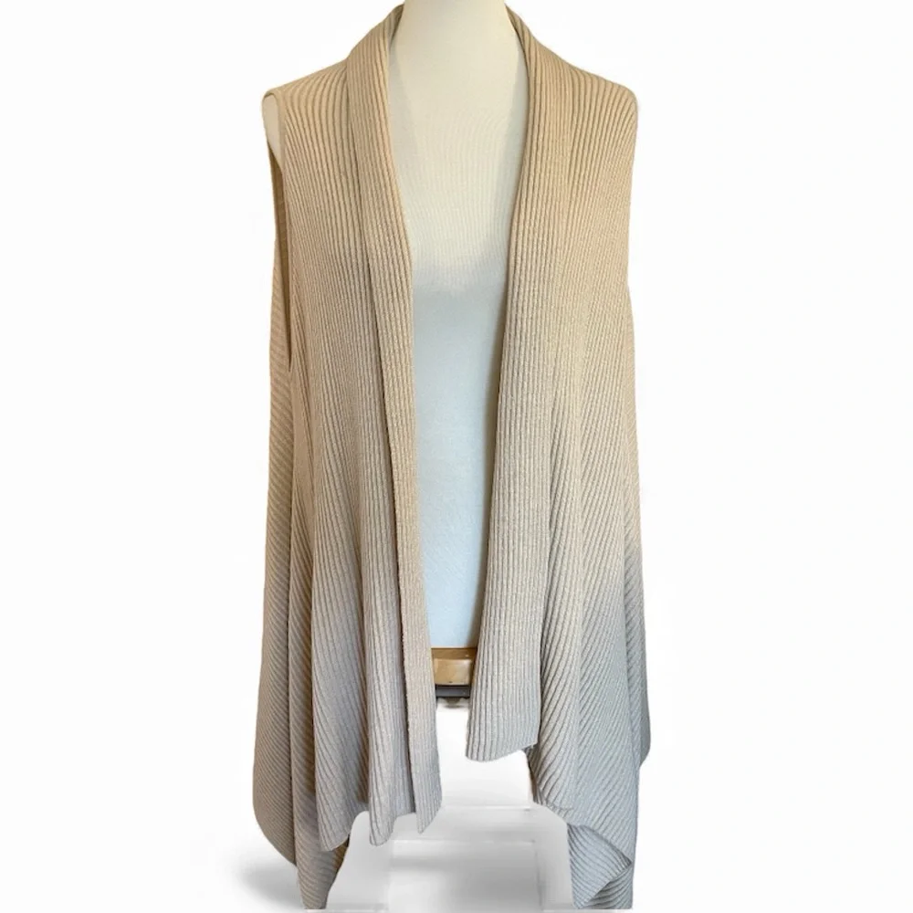 Loft Ribbed Open Vest Cardigan
